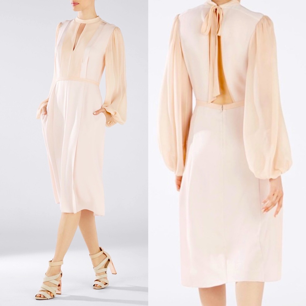 BCBG Max Azria Runway Aldisa Dress, Blush Pink, Long Sleeve New with Tags NWT
